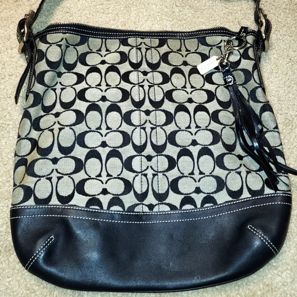 Coach Black Signature Monogram Crossbody Shoulder Bag